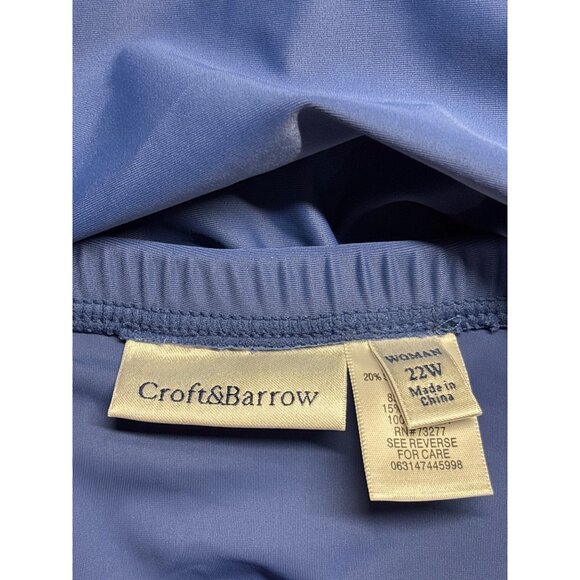 Croft & Barrow Womens 22W Tummy Slimmer Skirted Bottom Swimwear Blue New - Picture 6 of 8